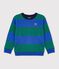 Sudadera infantil unisex de algod&oacute;n a rayas azul/verde
