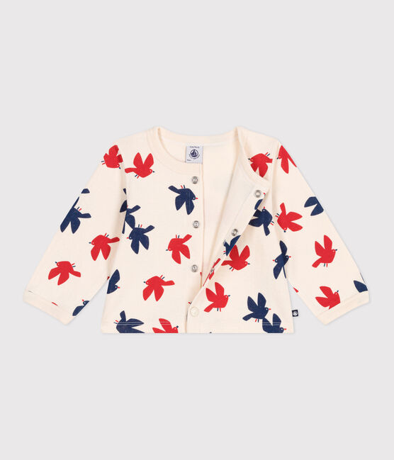 Cárdigan de algodón para bebé con estampado de pájaros blanco AVALANCHE/ MULTICO