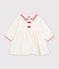 Vestido liso de terciopelo de manga larga para beb&eacute; MILK