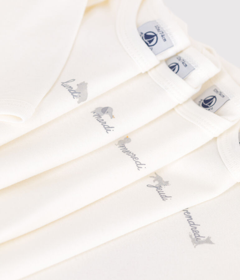 Juego de 5 bodis de algod&oacute;n de manga larga d&iacute;as de la semana para beb&eacute; multicolor