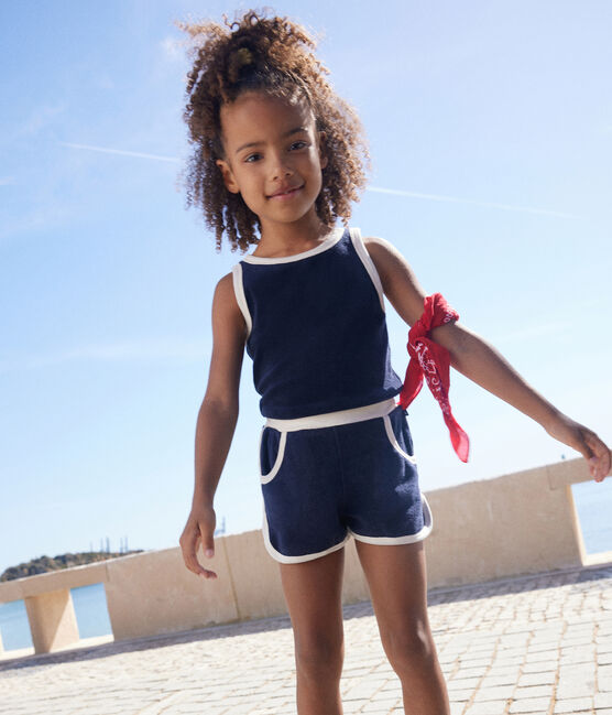 Camiseta sin mangas de rizo para niña azul SMOKING