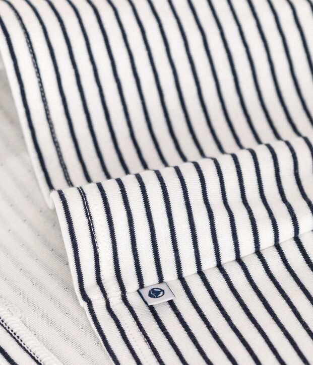Vestido de manga larga de t&uacute;bico de beb&eacute; blanco/azul