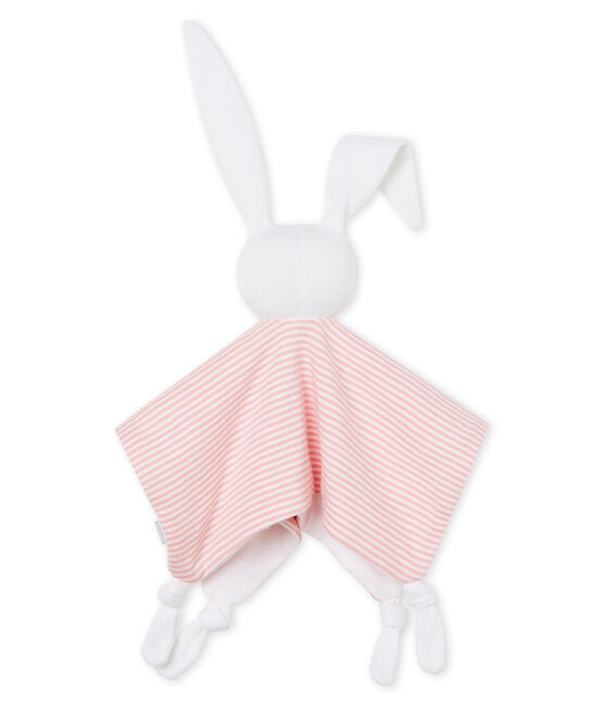 Peluche de conejo para bebé de punto rosa CHARME/blanco MARSHMALLOW