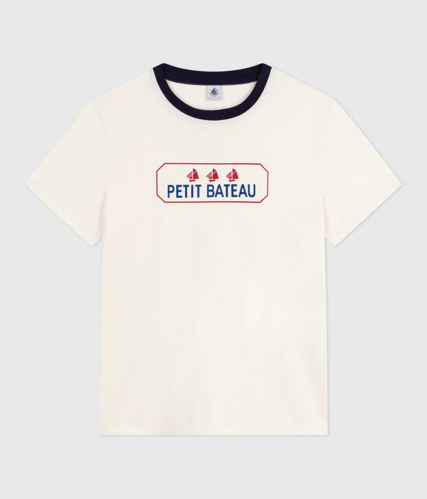 Camiseta Recta de algod&oacute;n de manga corta para mujer azul/azul