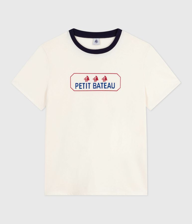 Camiseta Recta de algod&oacute;n de manga corta para mujer azul/azul