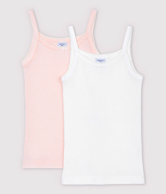 Lote de 2 camisetas de tirantes de algodón de canalé de niña variante 1