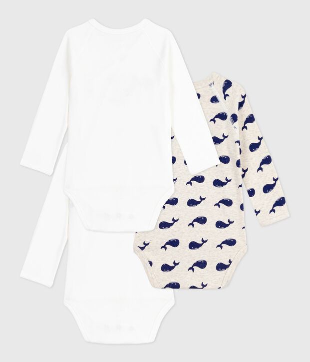 Juego de bodies cruzados y estampados de manga larga de algod&oacute;n para beb&eacute; multicolor