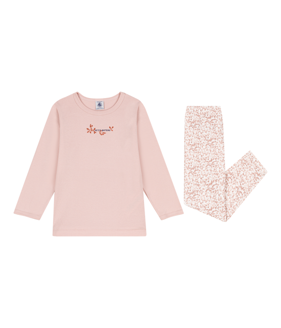 Pijama infantil de algodón rosa SALINE/blanco MULTICO