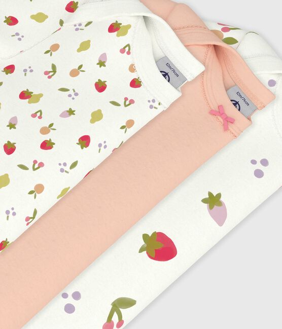 Juego de bodies de algodón de manga corta con estampado de frutas para bebé variante 1