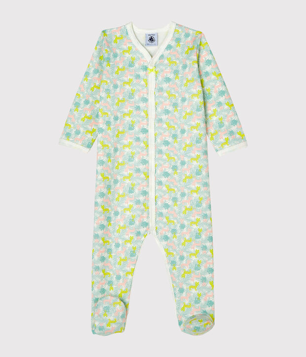 Pijama de mulet&oacute;n para beb&eacute; de ni&ntilde;a blanco/multicolor