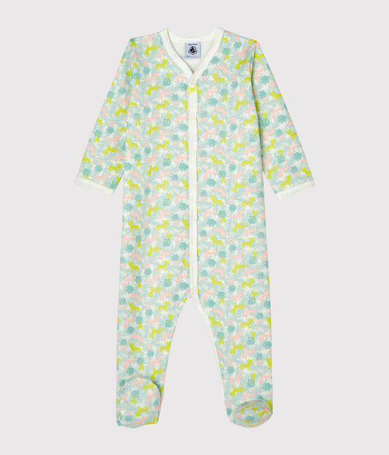 Pijama de muletón para bebé de niña blanco MARSHMALLOW/blanco MULTICO
