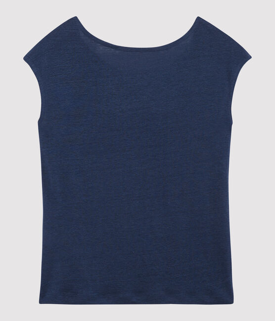 Camiseta de lino lisa de mujer azul MEDIEVAL