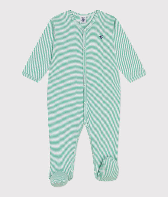 Pijama de algodón a rayas para bebé verde ALOEVERA