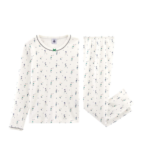 Pijama de punto para niña blanco MARSHMALLOW/blanco MULTICO