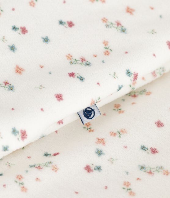 Saco de terciopelo para bebé con estampado de flores TOG 3 blanco MARSHMALLOW/blanco MULTICO