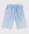 Bermudas cortas infantiles de algod&oacute;n liso azul
