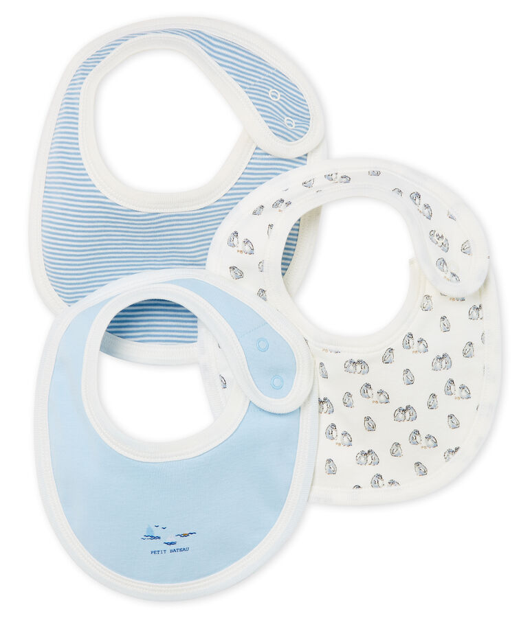 Lote de tres baberos para beb&eacute; de punto multicolor