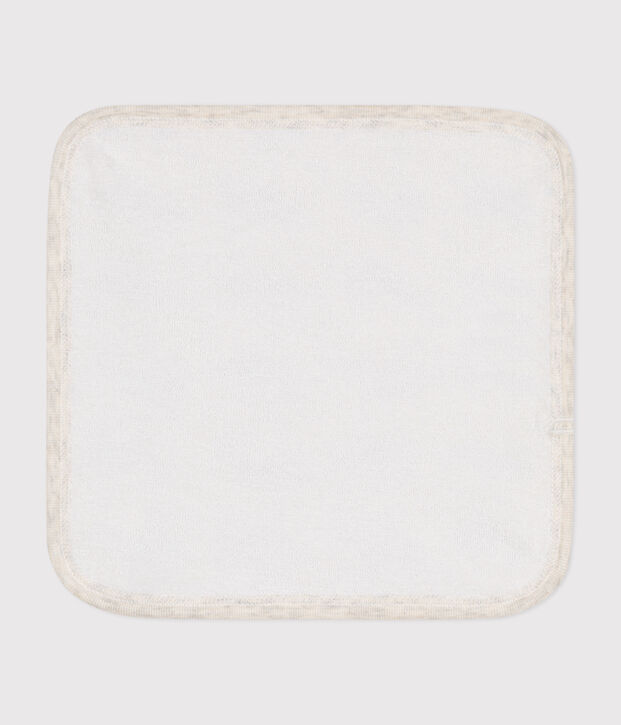 Toallita de algod&oacute;n y rizo con estampado de ballenas para beb&eacute; beige/azul