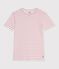 Camiseta de algod&oacute;n de manga corta a rayas para mujer blanco/rojo