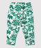 Pantalón con estampado vegetal de muletón de bebé blanco MARSHMALLOW/verde GAZON