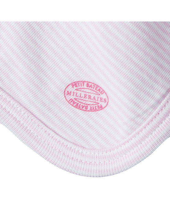 Peluche de conejo para bebé de punto blanco LAIT/rosa PIVOINE