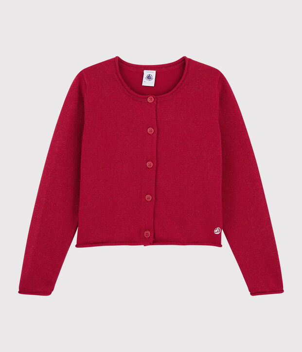 C&aacute;rdigan de algod&oacute;n para ni&ntilde;a rojo