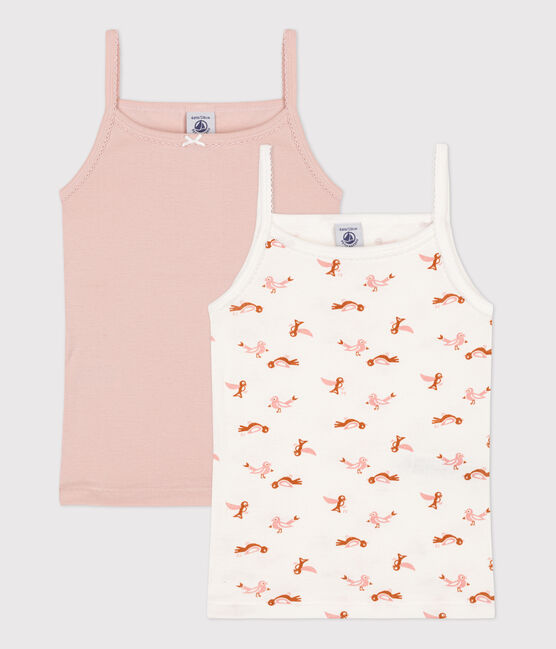 Juego de 2 camisas de tirantes con pájaros de algodón para niña variante 1