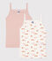 Juego de 2 camisas de tirantes con pájaros de algodón para niña variante 1