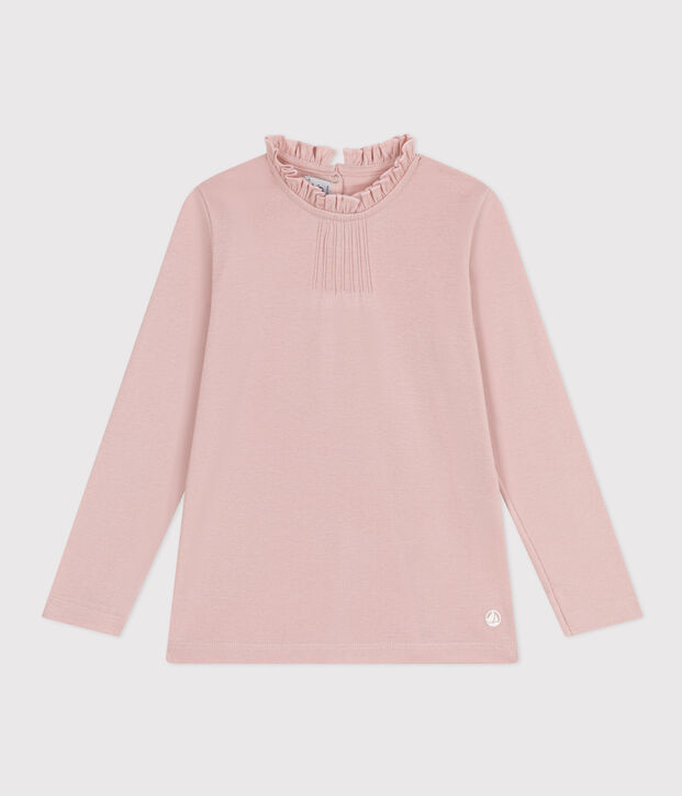 Camiseta de algod&oacute;n de manga larga de ni&ntilde;a rosa