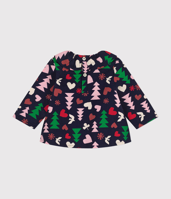 Blusa de franela para bebé azul SMOKING/blanco MULTICO