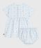 Vestido estampado de algodón de manga corta y pololo para bebé azul FRAICHEUR/blanco MULTICO
