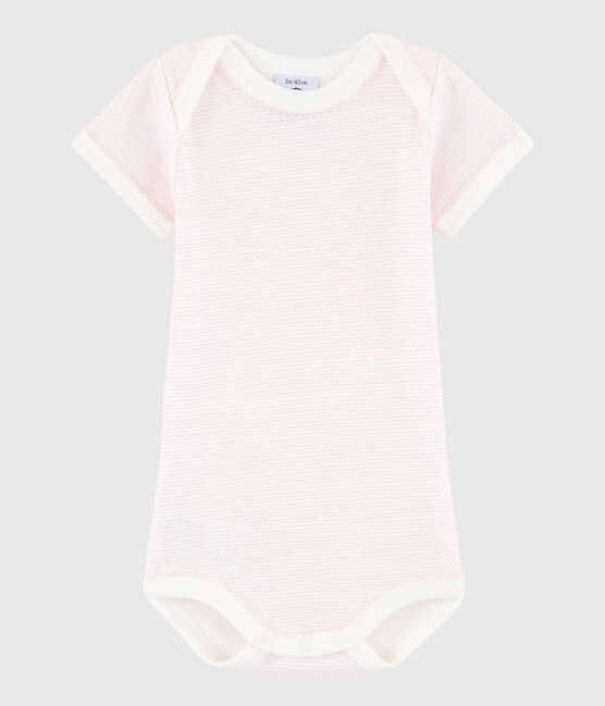 Bodi de manga corta de bebé niña blanco LAIT/ BABYLONE