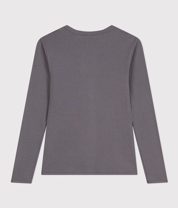Camiseta L'ICONIQUE de algod&oacute;n con cuello redondo para mujer gris