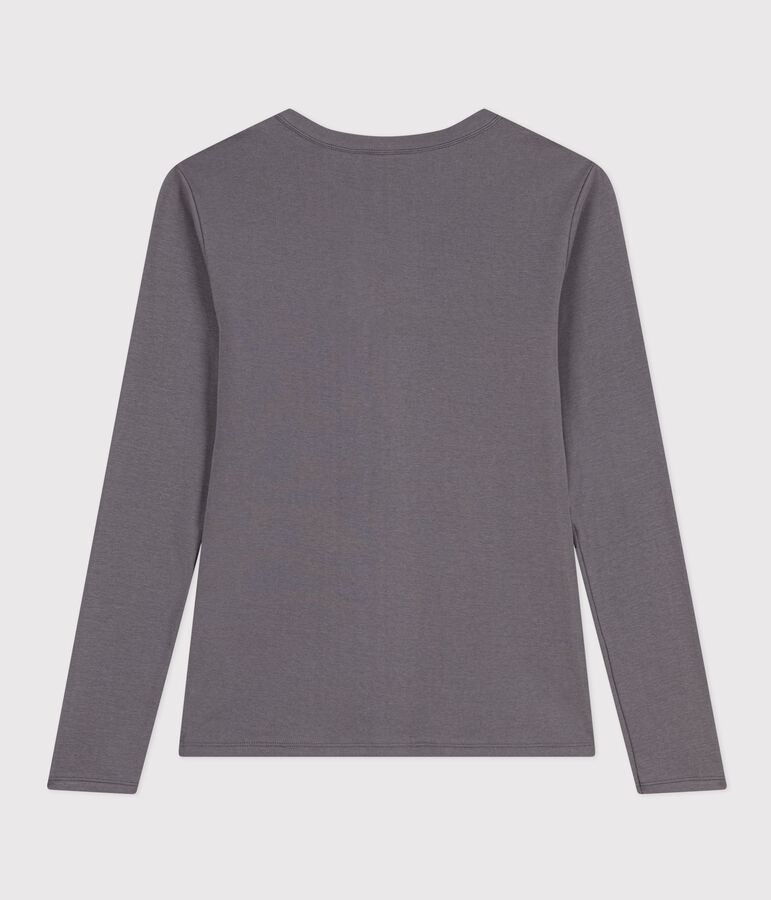 Camiseta L'ICONIQUE de algod&oacute;n con cuello redondo para mujer gris
