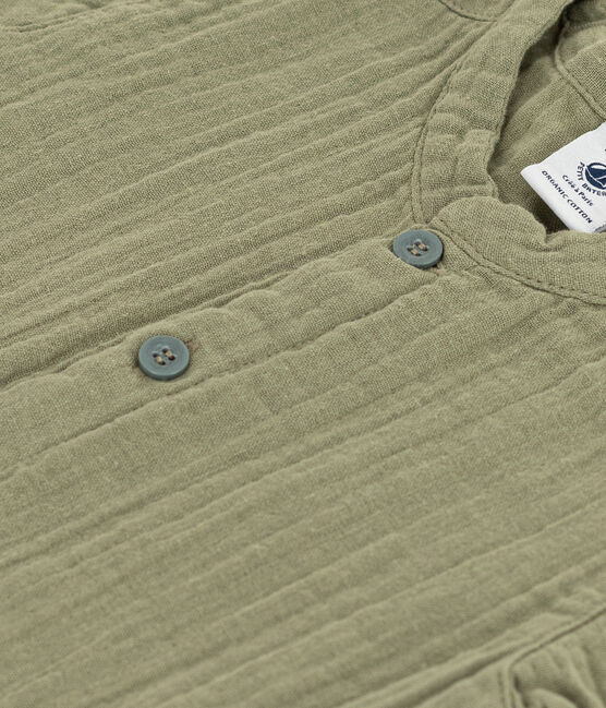 Camisa de manga corta de gasa de algodón para bebé verde MARECAGE