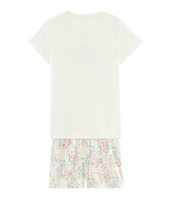 Pijama corto de punto para chica blanco MARSHMALLOW/blanco MULTICO