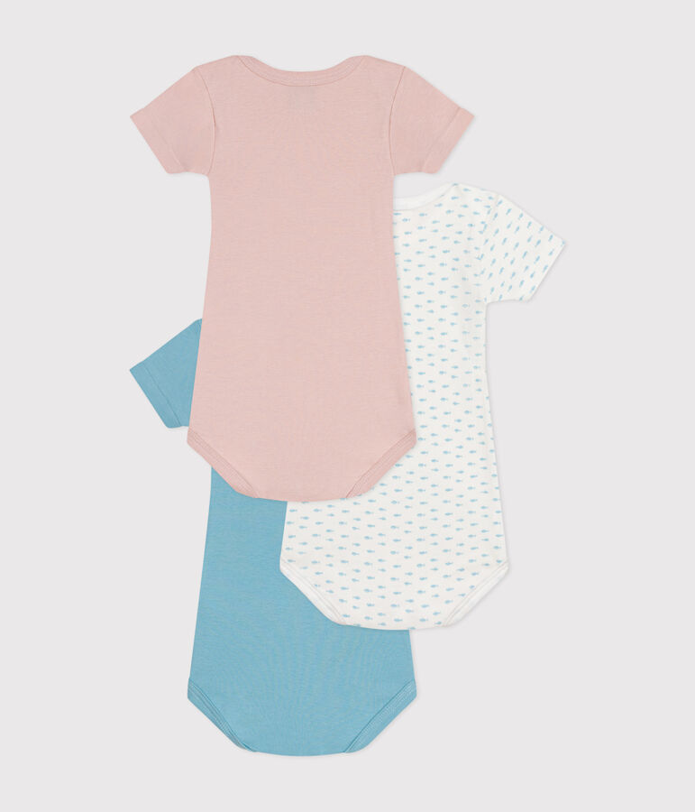 Juego de 3 bodis de beb&eacute; de manga corta de algod&oacute;n multicolor