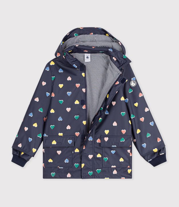 Chubasquero infantil con estampado de corazones azul/multicolor