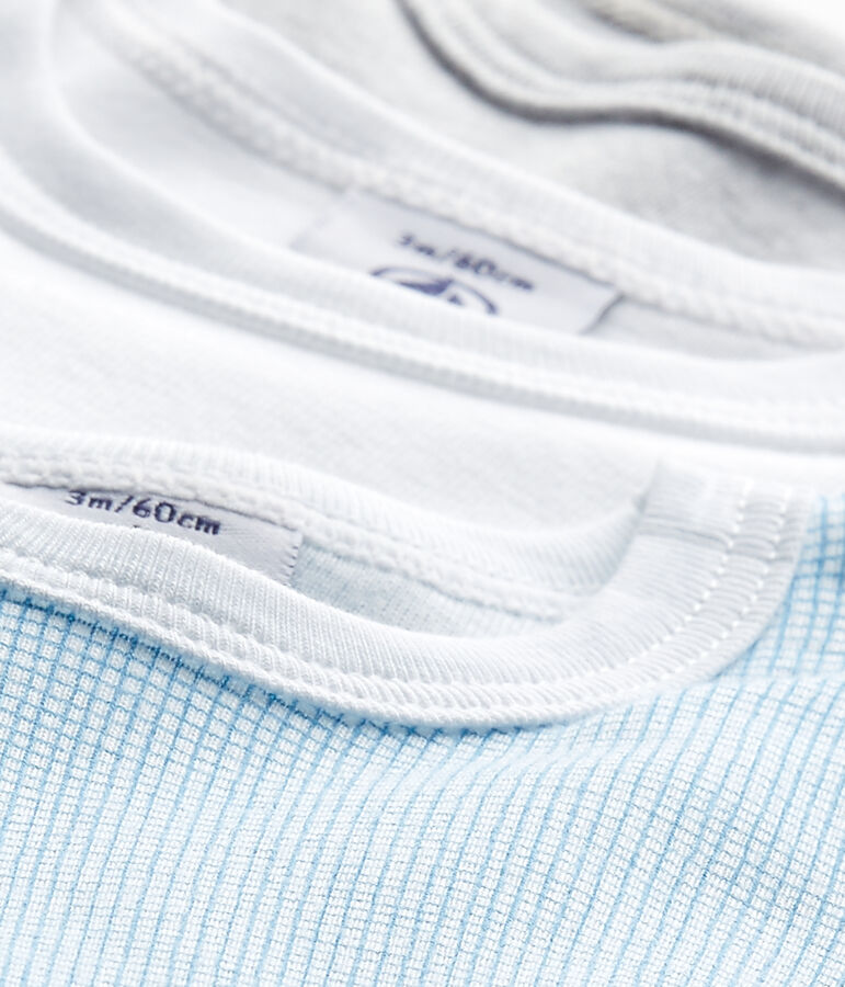 Lote de 3 bodies sin mangas para beb&eacute; ni&ntilde;o blanco