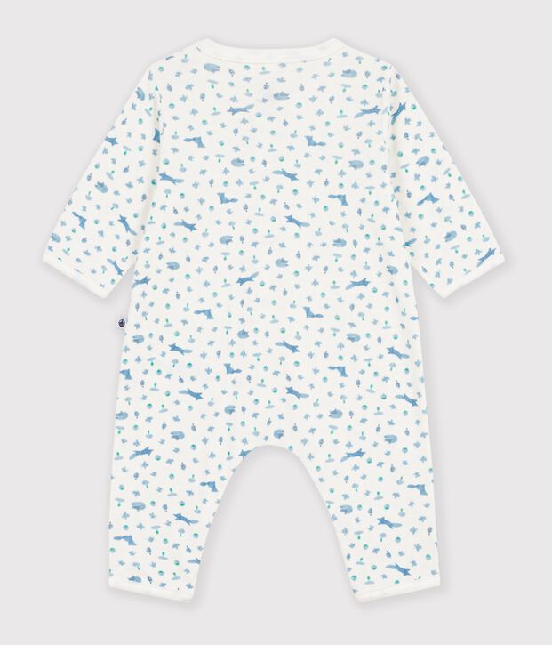 Pijama sin pies de algod&oacute;n con estampado de zorros para beb&eacute; blanco/azul