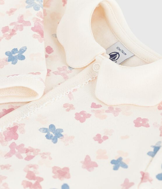 Pijama de felpa cepillada con cuello pétalo y estampado de flores para bebé MILK/ MULTICO