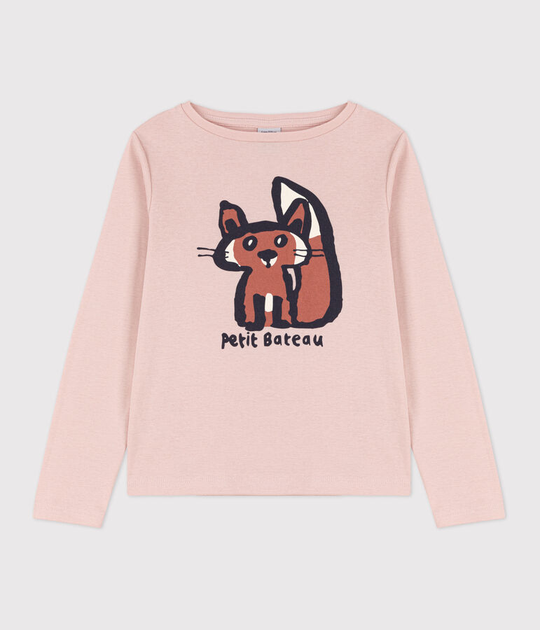 Camiseta de algod&oacute;n de manga larga de ni&ntilde;a/ni&ntilde;o rosa