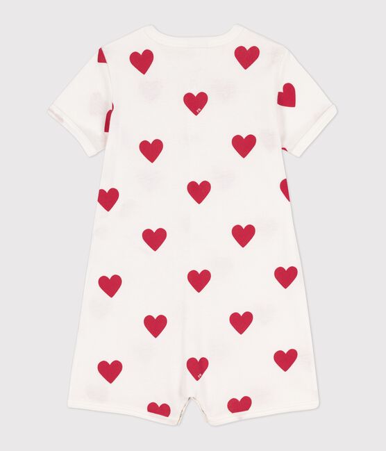 Mono corto de algodón con corazón para bebé blanco MARSHMALLOW/rojo TERKUIT