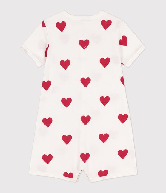 Mono corto de algodón con corazón para bebé blanco MARSHMALLOW/rojo TERKUIT
