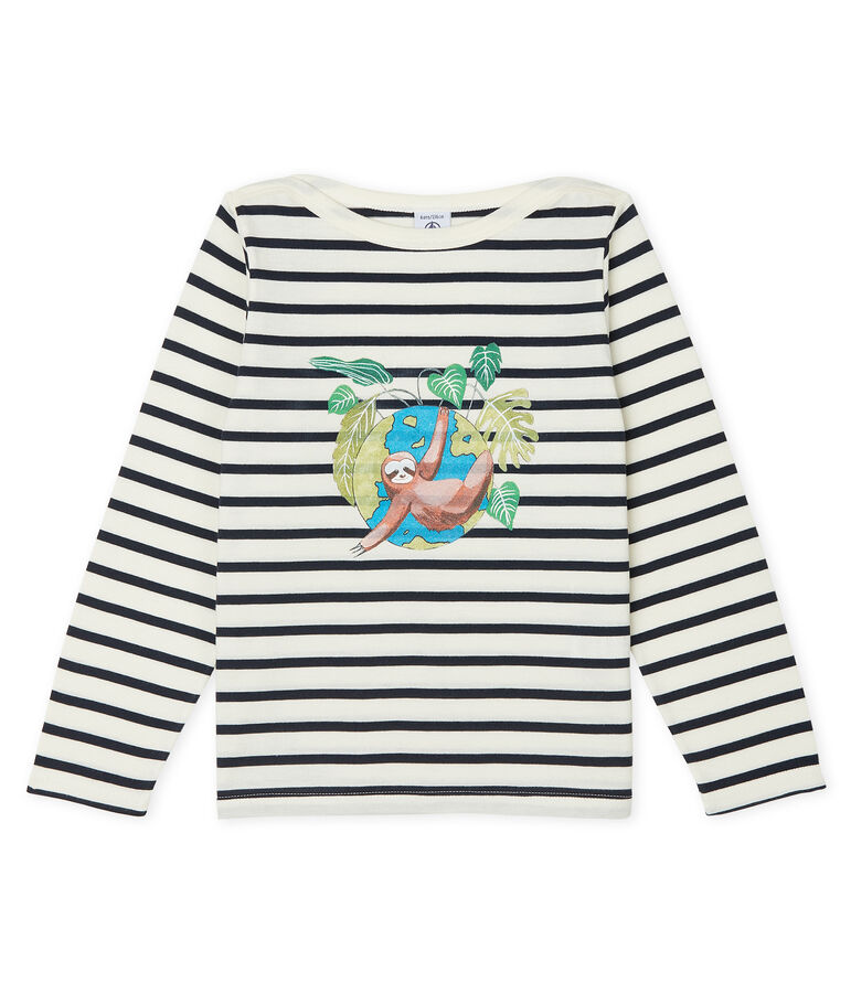 Camiseta marinera infantil unisex blanco/azul