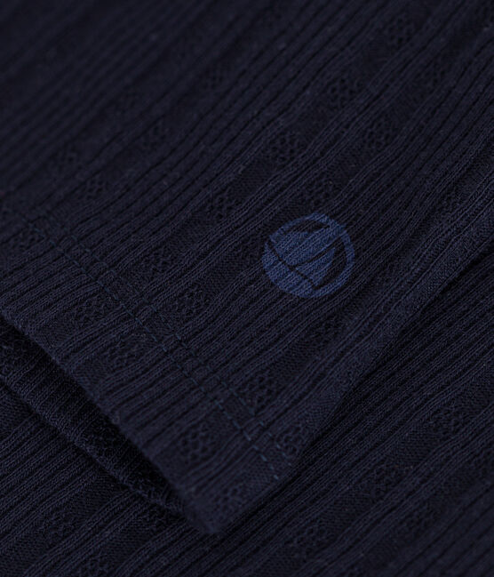 Camiseta Iconique de cuello vuelto de punto de fantasía para mujer azul SMOKING
