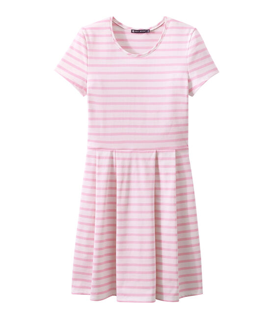 Vestido de manga corta blanco MARSHMALLOW/rosa BABYLONE