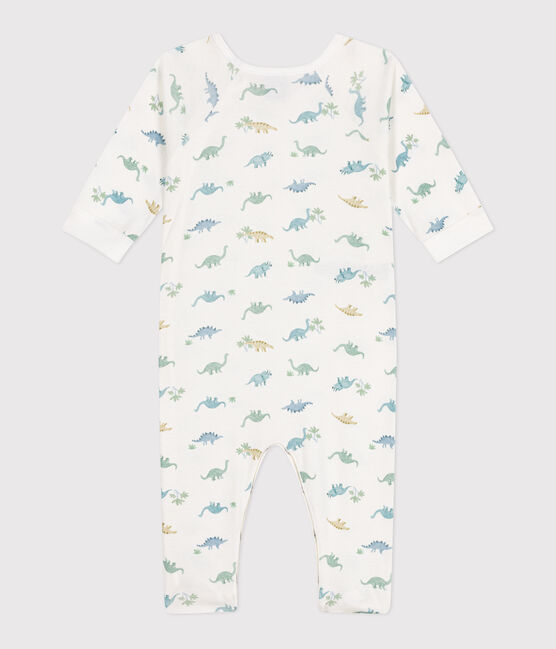 Pijama de algodón con dinosaurios para bebé blanco MARSHMALLOW/blanco MULTICO