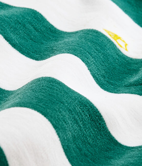 Pelele de terciopelo de rayas para bebé niño verde OLIVIER/blanco ECUME