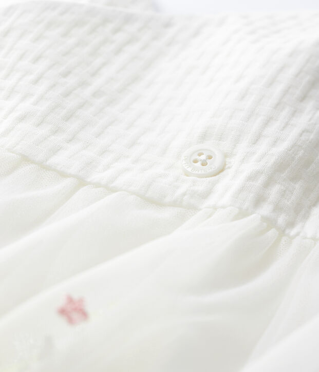 Vestido de celebraci&oacute;n con tul bordado de beb&eacute; ni&ntilde;a blanco/multicolor